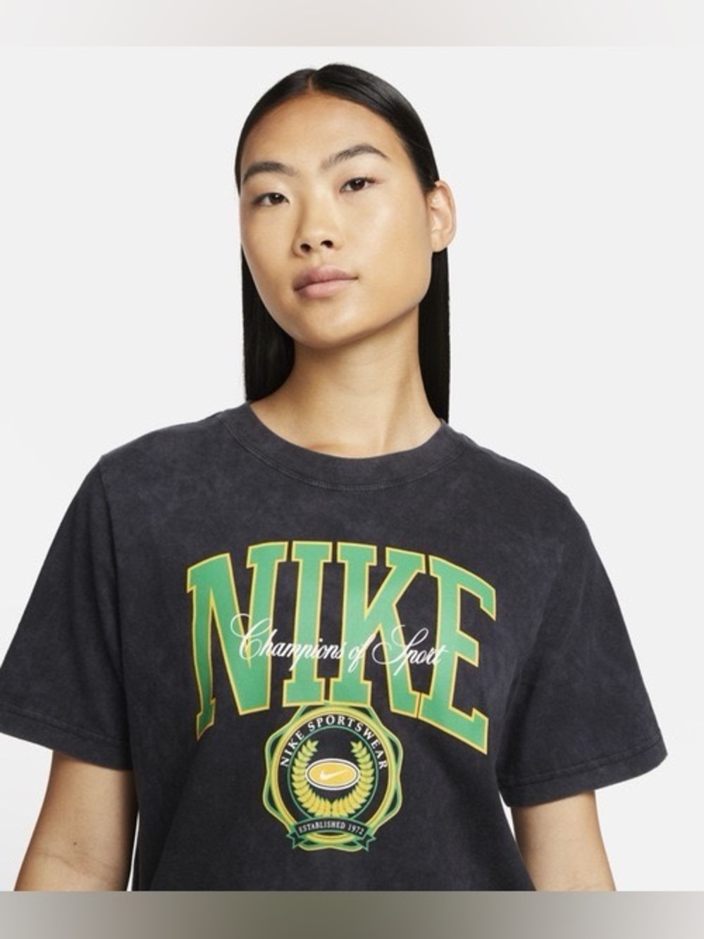 Nike Black Graphic Short Sleeve Tee with Green Logo
